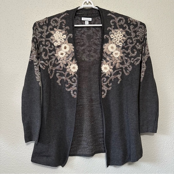 Charter Club Elegant Gray and Cream Cardigan - Picture 4 of 8